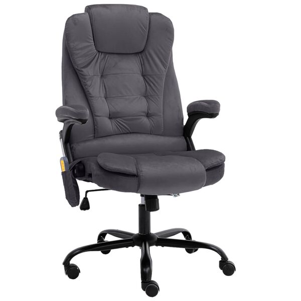 vidaXL Chaise de bureau de massage Gris fonc&eacute; Velours
