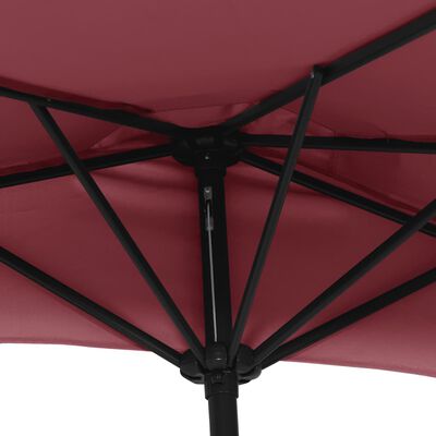 vidaXL Parasol de balcon mât en aluminium Bordeaux 300x150x253 cm Demi