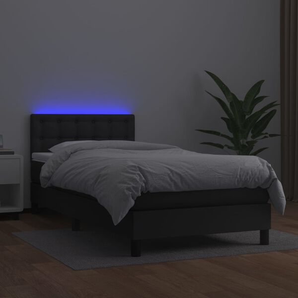 vidaXL Sommier à lattes de lit avec matelas et LED Noir 80x200 cm