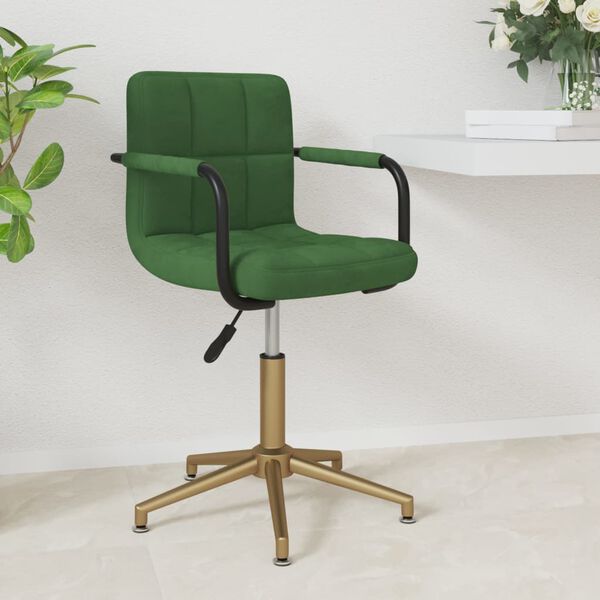 vidaXL Chaise pivotante de salle &agrave; manger Vert fonc&eacute; Velours