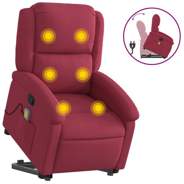 vidaXL Fauteuil de massage inclinable Rouge bordeaux Velours