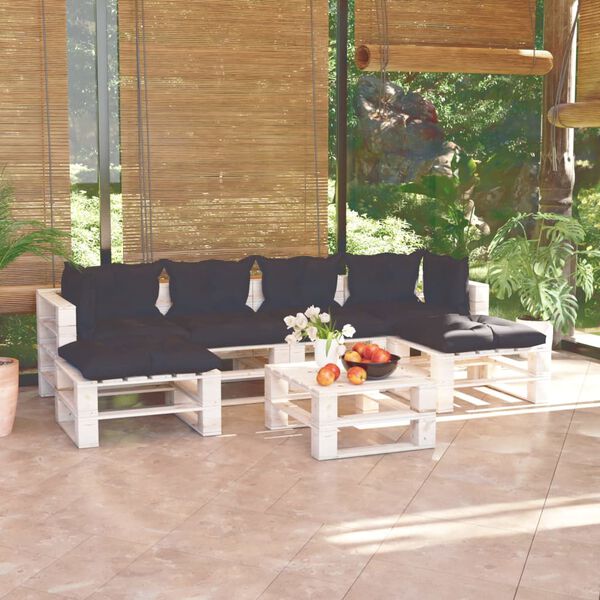 vidaXL Salon de jardin palette 7 pcs avec coussins bois de pin