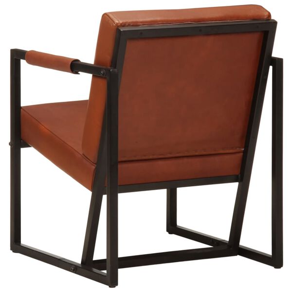 vidaXL Fauteuil marron cuir v&eacute;ritable