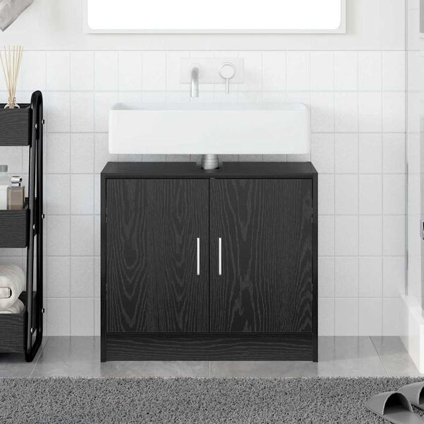 vidaXL Cabinet de salle de bain avec porte Chêne noir 63 x 29 x 55 cm