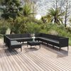 vidaXL Salon de jardin 12 pcs avec coussins r&eacute;sine tress&eacute;e noir