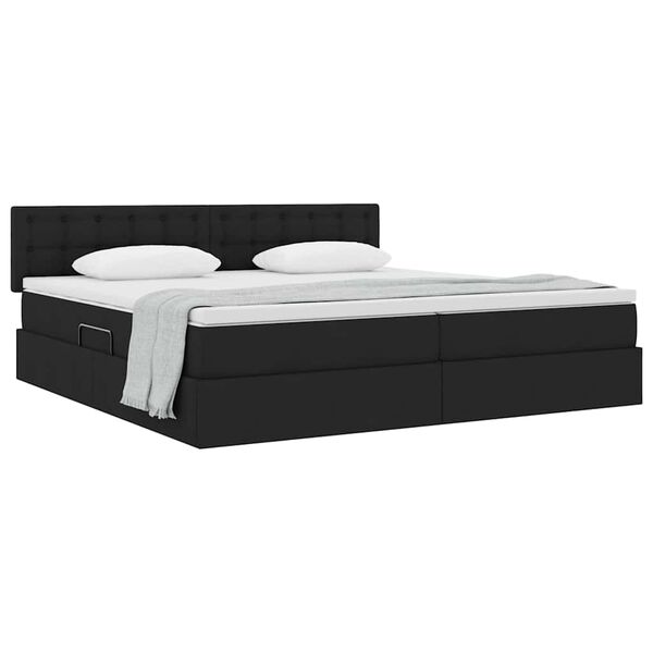 vidaXL Lit avec rangement et matelas avec matelas Noir 200 x 200 cm