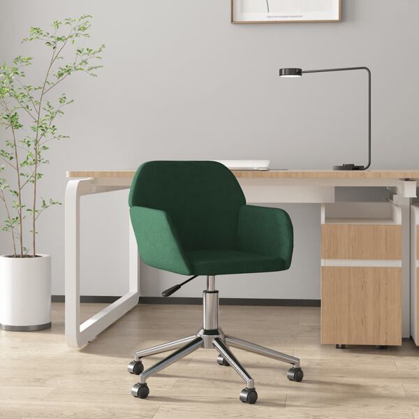 vidaXL Chaise pivotante de bureau Vert fonc&eacute; Tissu