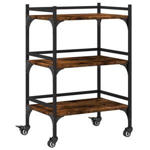 vidaXL Chariot de cuisine ch&ecirc;ne fum&eacute; 50x35x75,5 cm bois d'ing&eacute;nierie