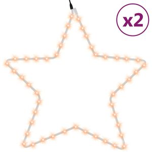 vidaXL Figures d'&eacute;toiles de No&euml;l avec 48 LED 2 pcs Blanc chaud 56 cm