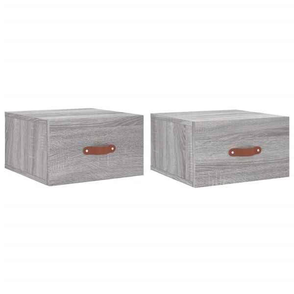 vidaXL Tables de chevet murales 2 pcs sonoma gris 35x35x20 cm