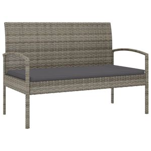 vidaXL Banc de jardin avec coussin gris 105 cm r&eacute;sine tress&eacute;e