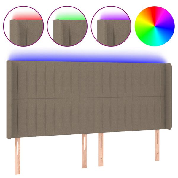 vidaXL T&ecirc;te de lit &agrave; LED Taupe 163x16x118/128 cm Tissu