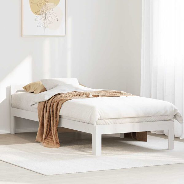 vidaXL Cadre de lit sans matelas blanc 90x200 cm bois de pin massif