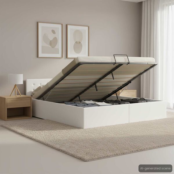 vidaXL Cadre de lit avec rangement hydraulique Similicuir 160x200 cm