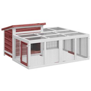 vidaXL Clapier moka 144x123x67,5 cm bois de pin massif