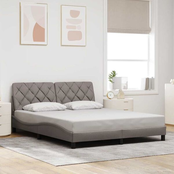 vidaXL Cadre de lit sans matelas taupe 160x200 cm tissu