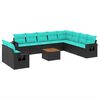 vidaXL Ensemble de canap&eacute; de jardin 11 pcs avec coussins noir r&eacute;sine tress&eacute;e