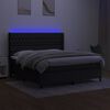 vidaXL Sommier &agrave; lattes de lit matelas et LED Noir 160x200 cm Tissu