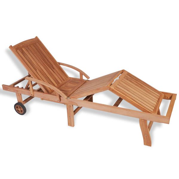 vidaXL Chaise longue Bois de teck solide