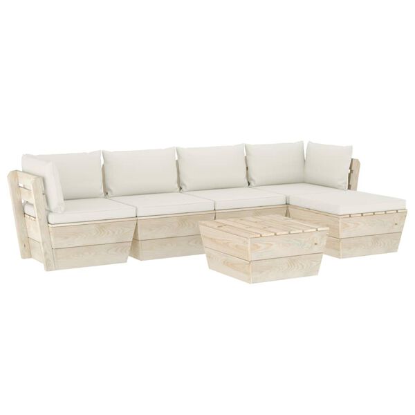 vidaXL Salon de jardin palette 6 pcs avec coussins bois d'&eacute;pic&eacute;a