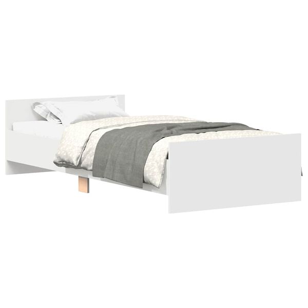 vidaXL Cadre de lit sans matelas blanc 90x200 cm bois d'ing&eacute;nierie