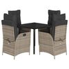 vidaXL Ensemble &agrave; manger de jardin 5 pcs coussins gris r&eacute;sine tress&eacute;e