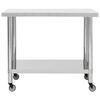 vidaXL Table de travail de cuisine avec roues 100x45x85 cm Inox