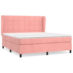 vidaXL Sommier &agrave; lattes de lit avec matelas Rose 160x200 cm Velours