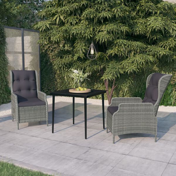 vidaXL Ensemble &agrave; manger de jardin 3 pcs Gris clair