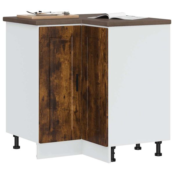 vidaXL Armoire d'angle de cuisine Porto ch&ecirc;ne fum&eacute; bois d'ing&eacute;nierie