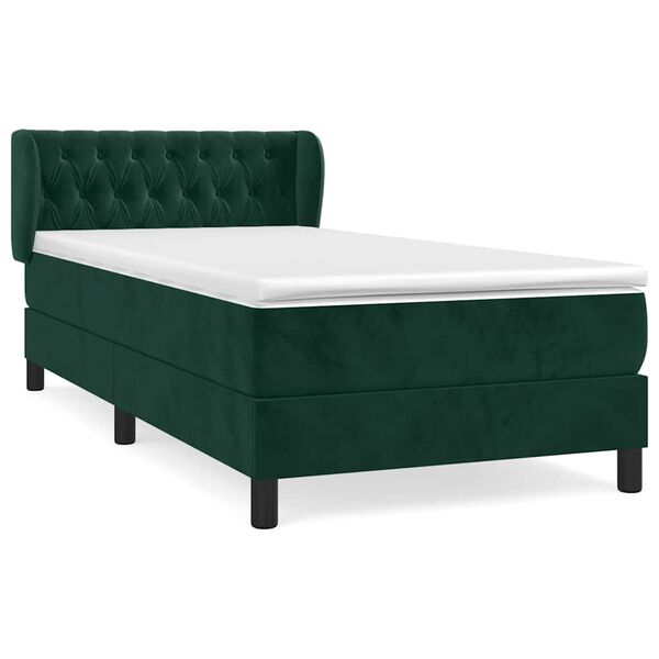 vidaXL Sommier &agrave; lattes de lit avec matelas Vert fonc&eacute; 90x200 cm
