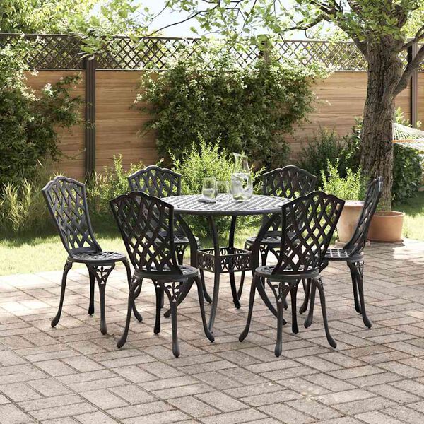 vidaXL Ensemble de salle à manger pour jardin 7 pcs Noir