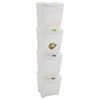 vidaXL Poubelles &agrave; ordures empilables 4 pcs Blanc 100 L Polypropyl&egrave;ne