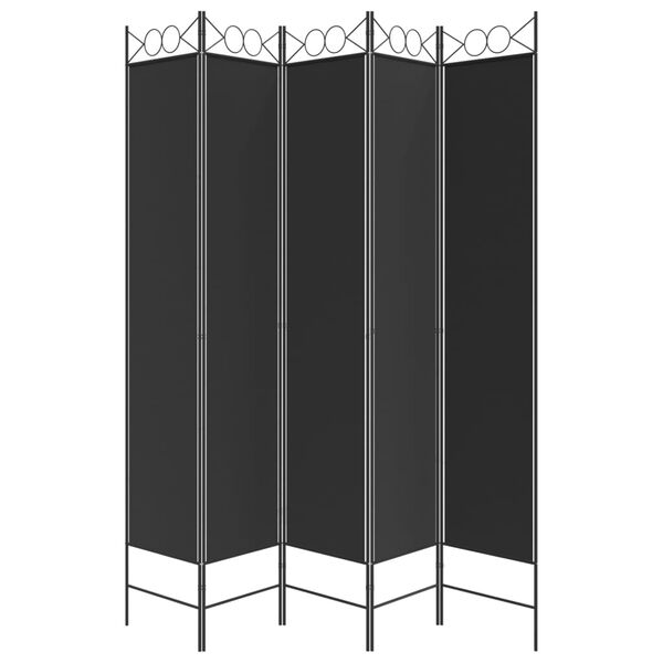 vidaXL Cloison de s&eacute;paration 5 panneaux Noir 200x220 cm Tissu