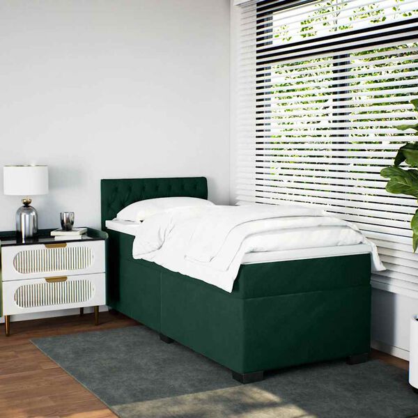 vidaXL Sommier &agrave; lattes de lit avec matelas Vert fonc&eacute; 90x200 cm