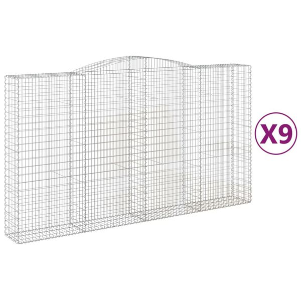 vidaXL Paniers &agrave; gabions arqu&eacute;s 9 pcs 400x50x220/240 cm Fer galvanis&eacute;