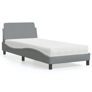 vidaXL Lit avec matelas Dover gris clair 90x190 cm tissu