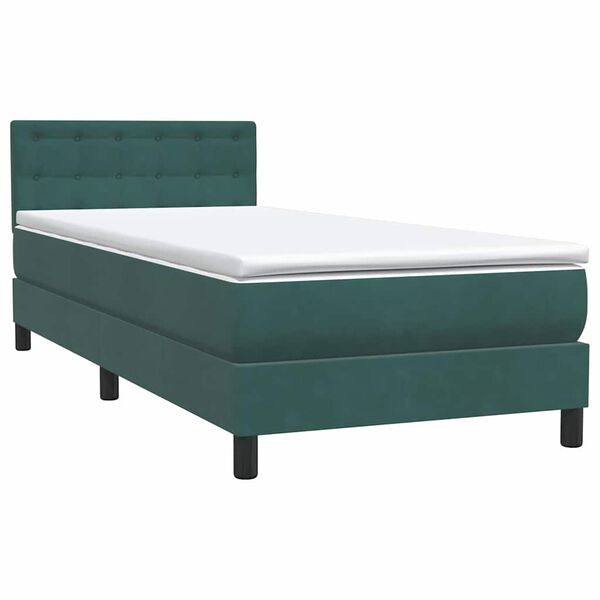 vidaXL Sommier &agrave; lattes de lit et matelas vert fonc&eacute; 80x210 cm velours