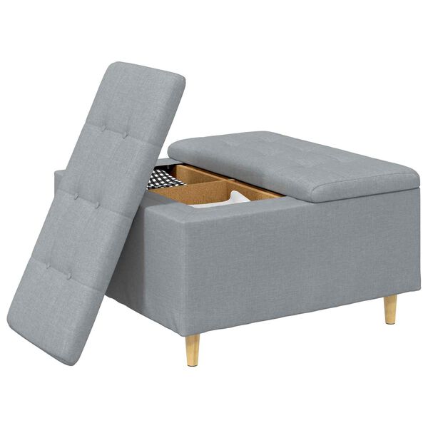 vidaXL Pouf de rangement avec coussin Gris clair 80 x 80 x 45 cm tissu