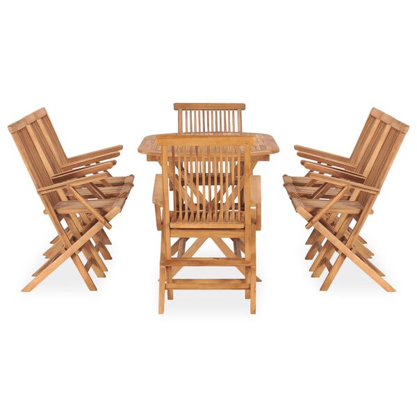 vidaXL Ensemble &agrave; manger d'ext&eacute;rieur pliable 9 pcs Bois solide de teck