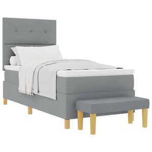 vidaXL Lit &agrave; ressorts avec matelas Gris clair 80 x 200 cm tissu