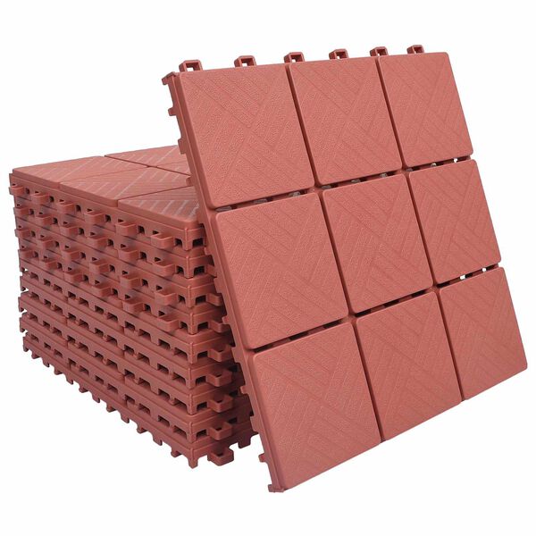 vidaXL Carreau de terrasse 10 pcs Rouge 30,5 x 30,5 x 2,2 cm