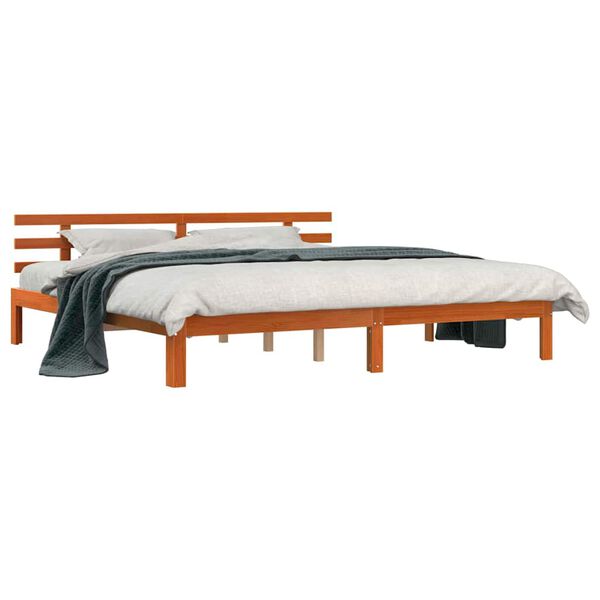 vidaXL Cadre de lit avec tête de lit Brun cire 203.5 x 205.5 x 69.5 cm