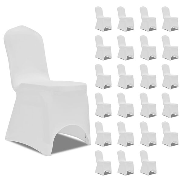 vidaXL Housses &eacute;lastiques de chaise Blanc 24 pcs