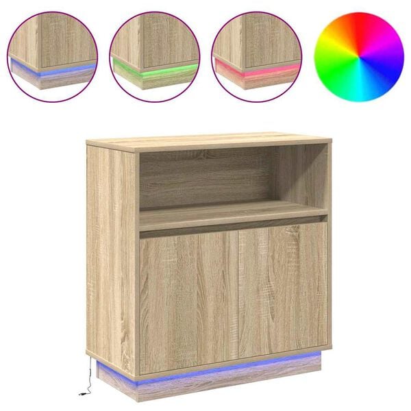 vidaXL Buffet LED Chêne Sonoma 71 x 34,5 x 75 cm Bois d'ingénierie