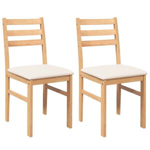 vidaXL Chaises à manger coussins 2 pcs bois massif caoutchouc