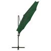 vidaXL Parasol de jardin en porte-&agrave;-faux et m&acirc;t et lumi&egrave;res LED vert