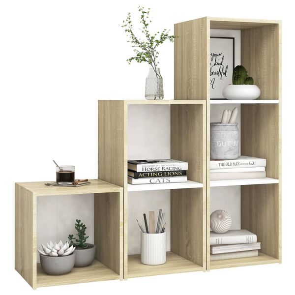 vidaXL Ensemble de meubles TV 3 pcs Blanc chêne sonoma Bois ingénierie