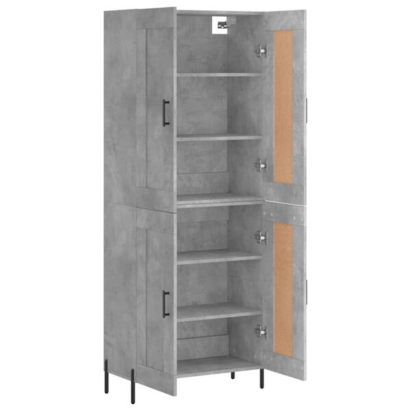 vidaXL Buffet haut Gris b&eacute;ton 69,5x34x180 cm Bois d'ing&eacute;nierie