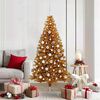 vidaXL Sapin de No&euml;l avec 300 LED avec support Dor&eacute; 180 cm PET